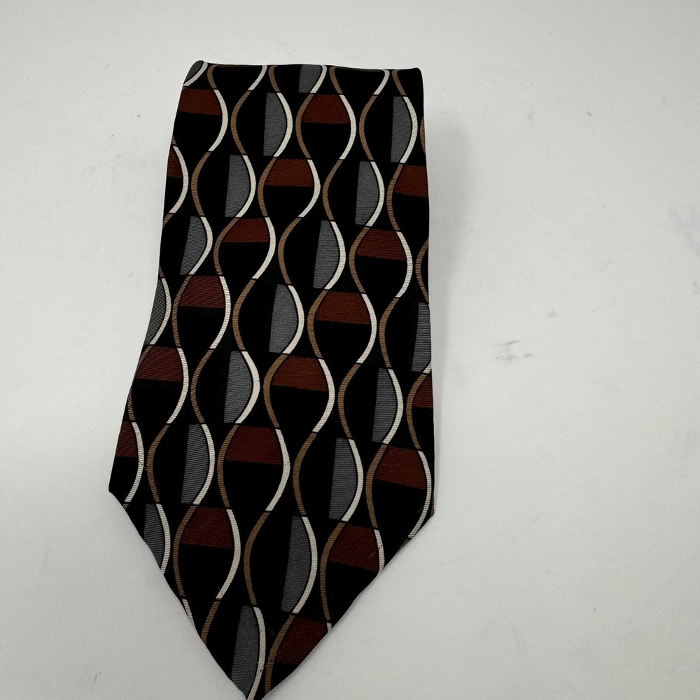 Albert Nipon 100% Silk Tie Made USA Men's Black/Brown/Gray